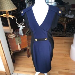 YOANA BARASCHI Size L Black & Navy “Military Siren” Knit Dress